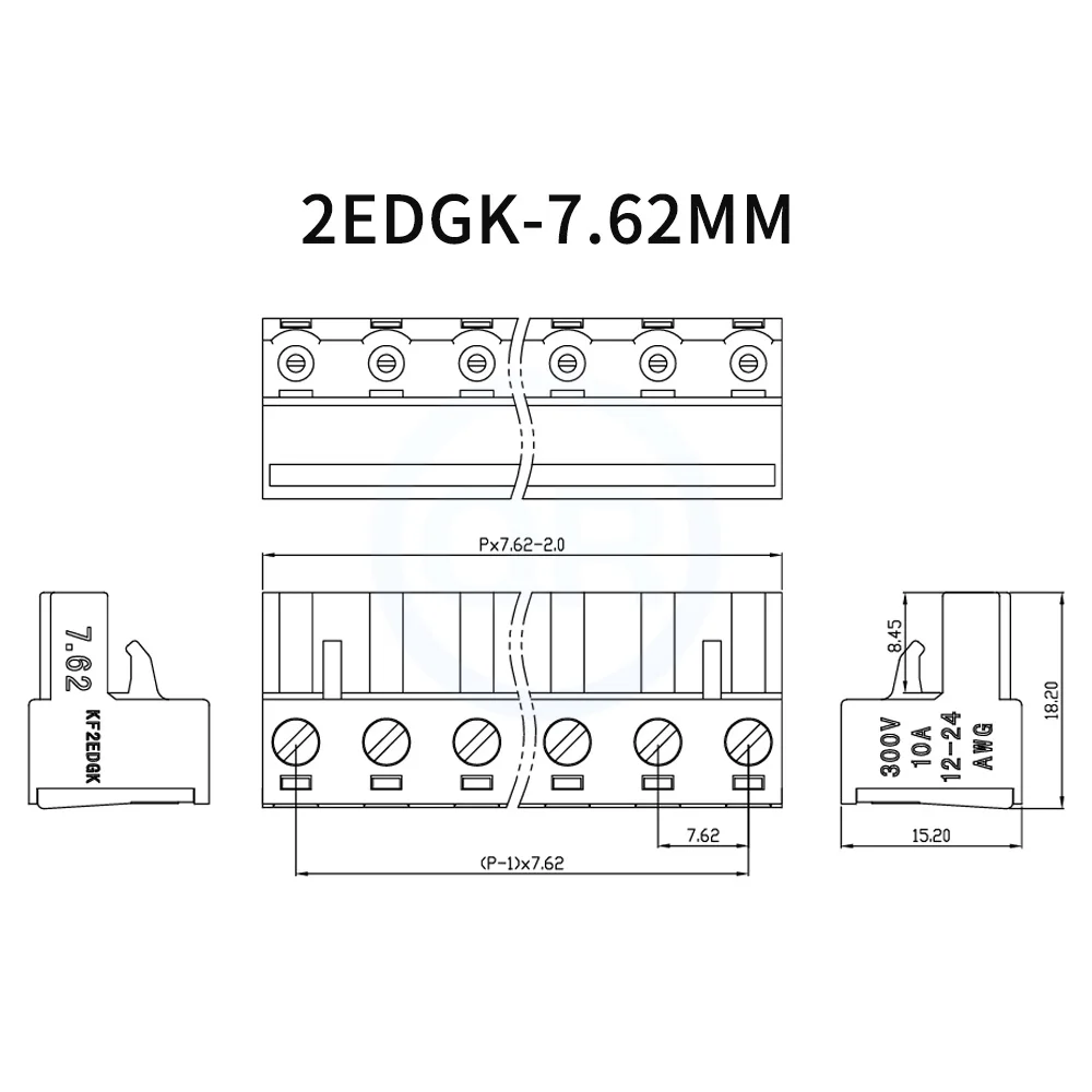 (10 Pieces) KF 2EDGK 7.62mm Plug-in PCB Connection Terminal 2EDG - 7.62 Plug JM 15EDGK 2~12Pin