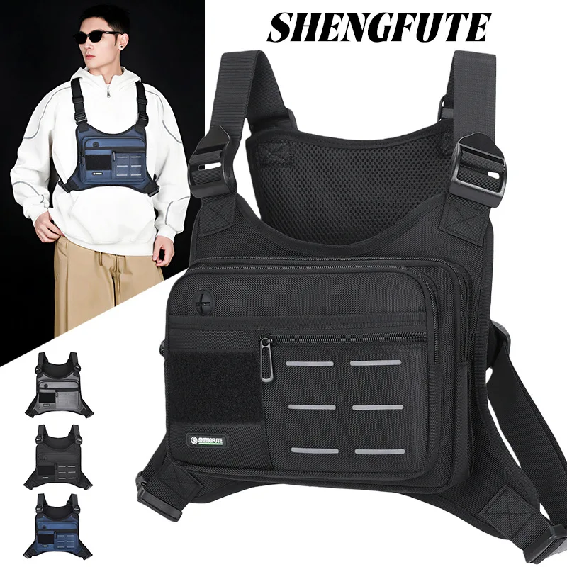 New Men's Tactical Chest Bag Multi-functional Functional Cargo Vest Bag Outdoor Sports Sling Vest Bag