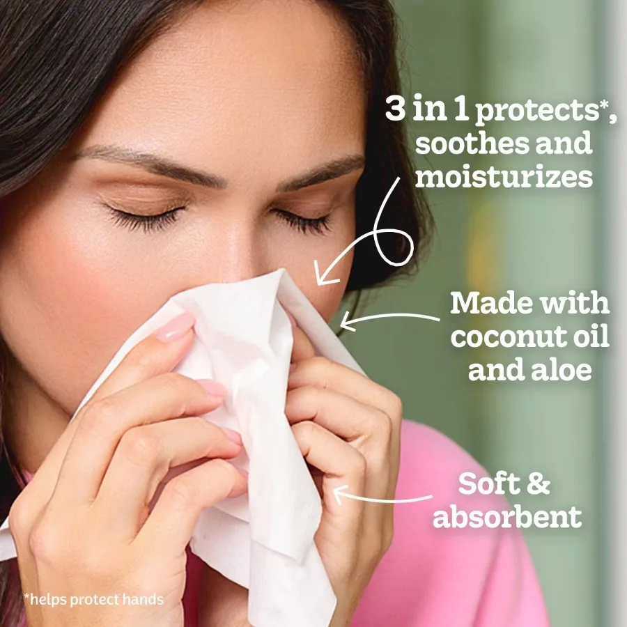 60ct Lotion 3‑Ply Facial Tissues, Square Container Soft Lotion‑Coated Disposable Tissues for Daily Household Use