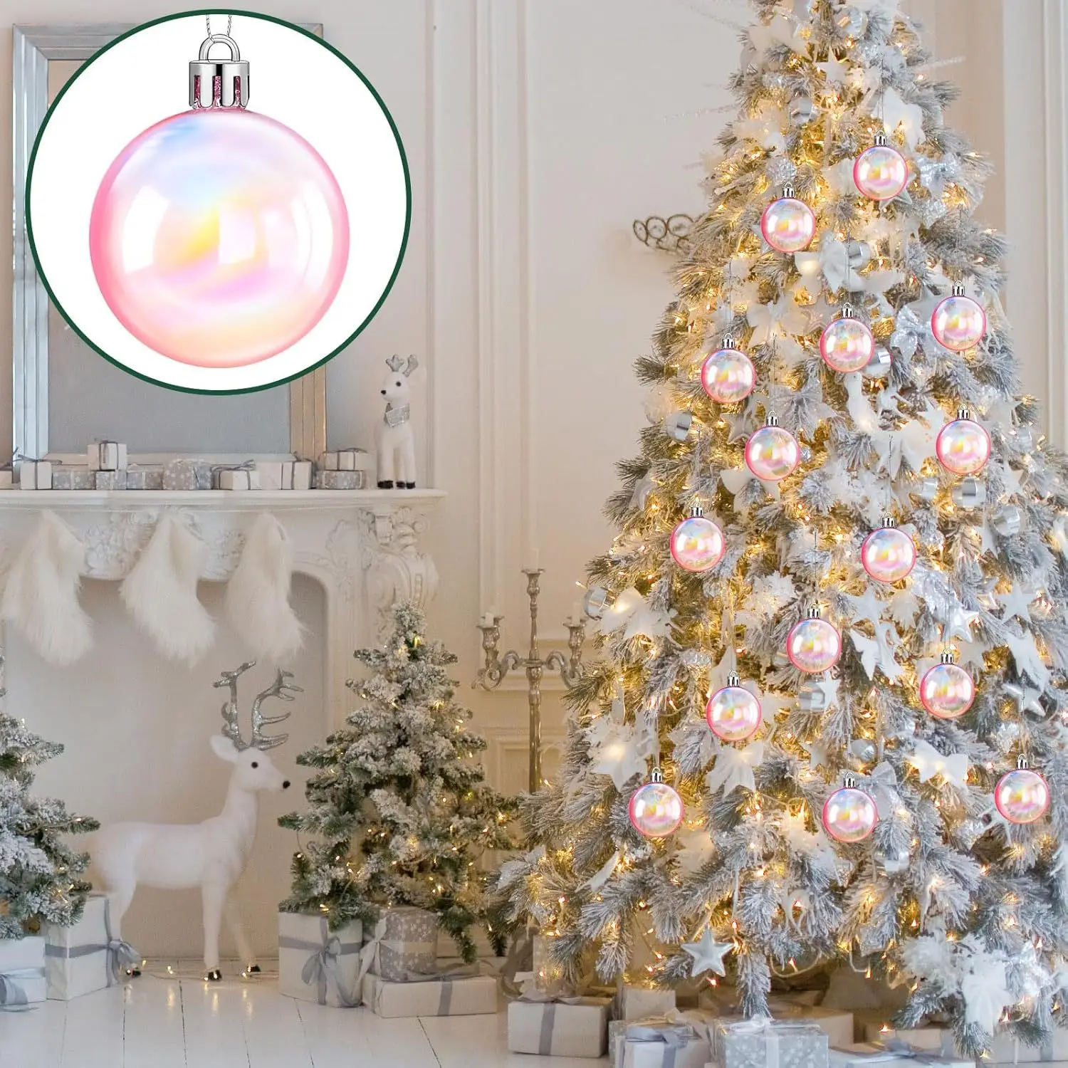 Pink Clear Christmas Balls Christmas Tree Ornaments Ball Xmas Hanging Tree Pendants Home Party Decor New Year Gift Noel Navidad