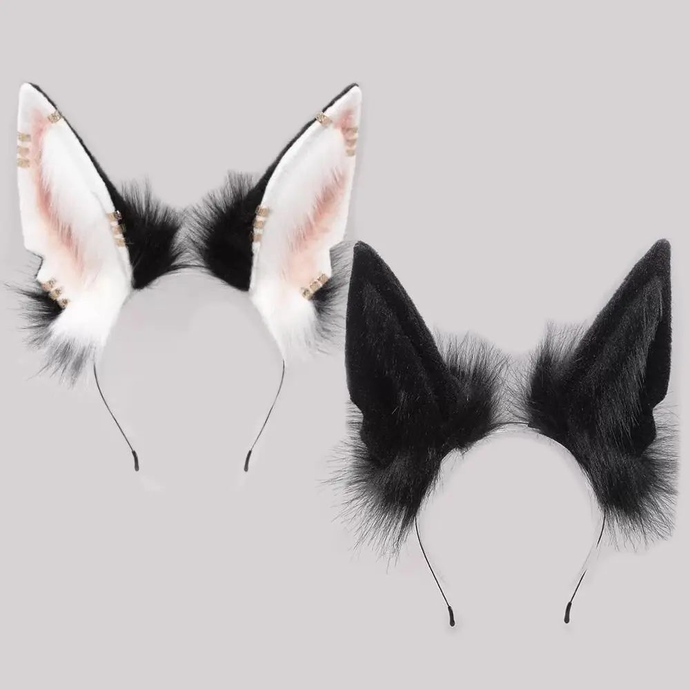 Zwierzęce uszy wilka nakrycie głowy pluszowe uszy opaska do włosów futrzana opaska Lolita Anime impreza z okazji Halloween boże narodzenie przebranie na karnawał akcesoria — zdjęcie 4