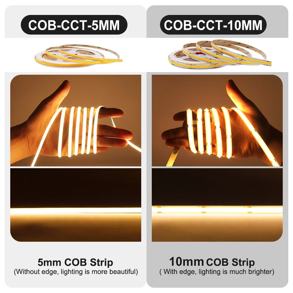 5m 10m CCT pasek COB LED światła o wysokiej gęstości 624 diody Led 608 elastyczne taśma LED ściemniania z Bluetooth ściemniacz kontrola aplikacji RF