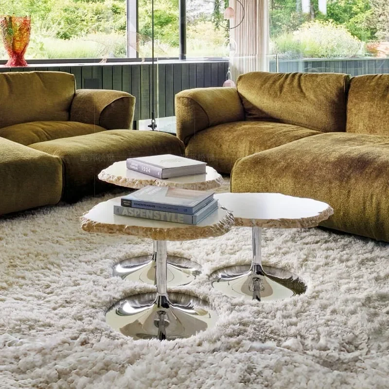 Italian light luxury snowflak @@8 living room modern high-end marble combination coffee table