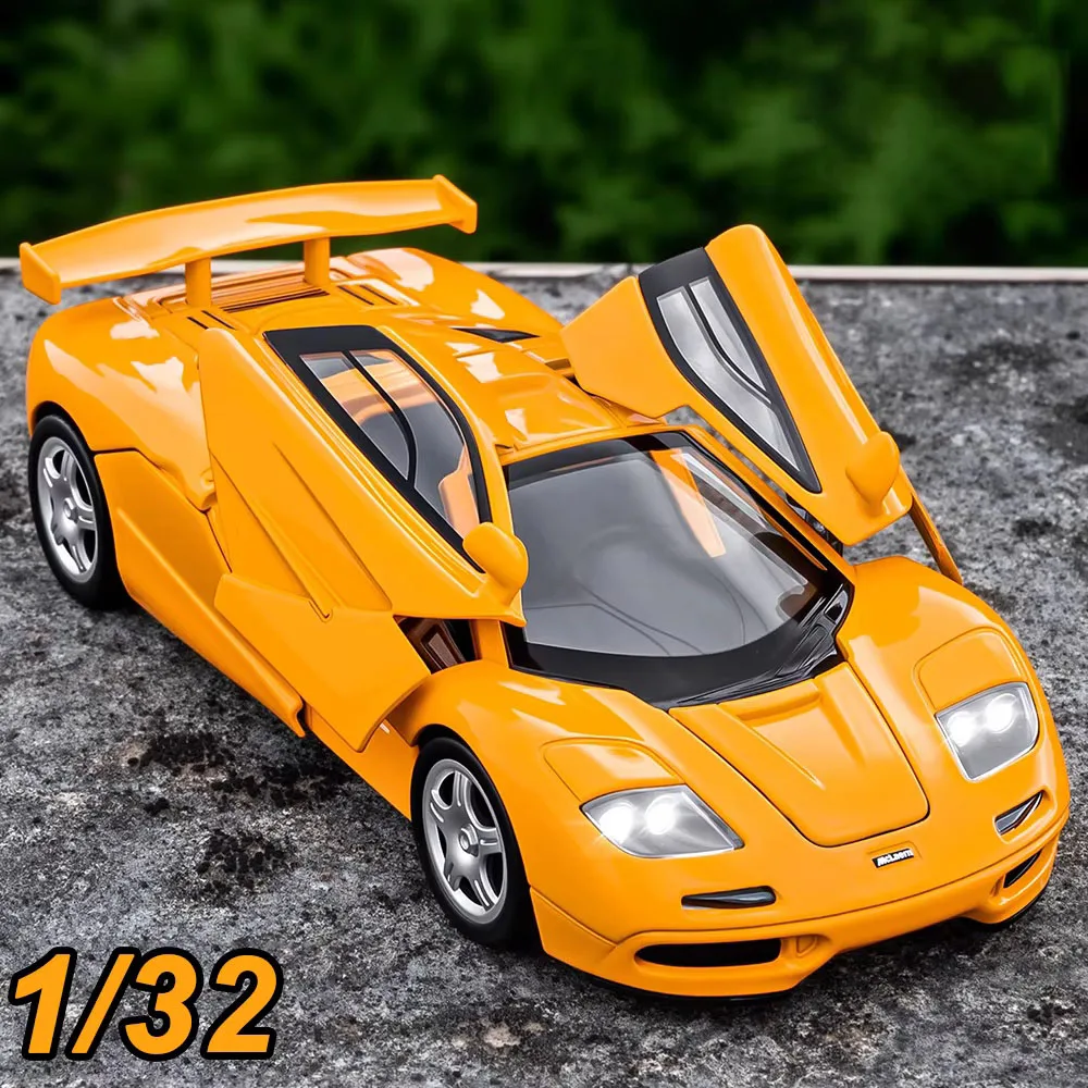1:32 765LT Auto-Spielzeugmodelle aus Legierung, Druckguss-Sportwagen mit Ton und Licht, Rückzugsantrieb, öffnende Türen, Miniaturfahrzeuge, Geburtstagsgeschenk für Kinder