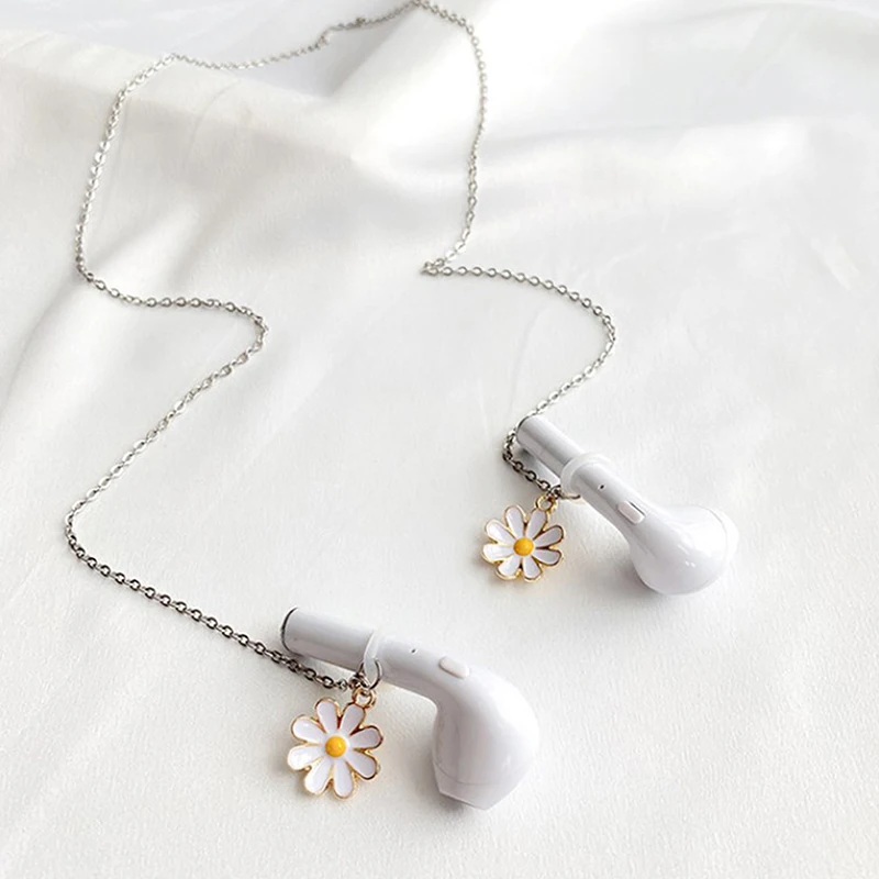 حزام سلاسل سماعات رأس مضادة للبابونج للنساء ، قلادة الاحتفاظ بسماعات أذن لاسلكية ، هدايا لسماعات Airpods ، ملحق سماعة الأذن ، البابونج