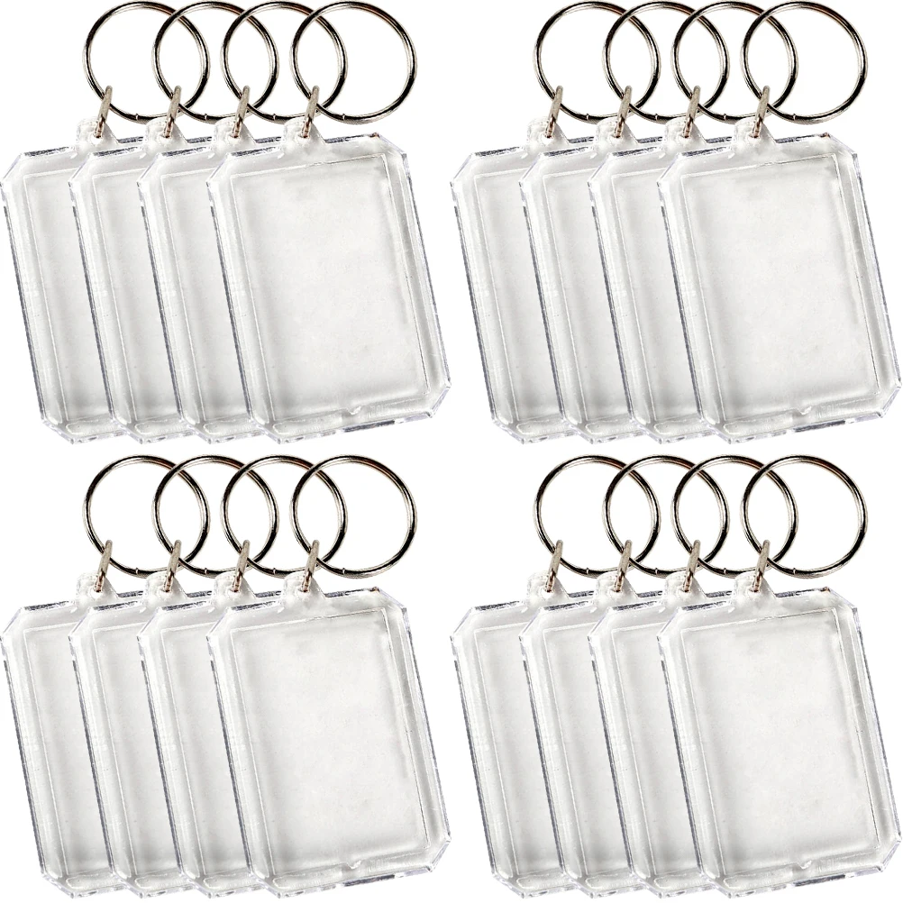 

40 Pcs Photo Frame Keychains Clear Portable Blank Bulk Delicate Transparent Octagonal Acrylic Supplies Accessories Creative