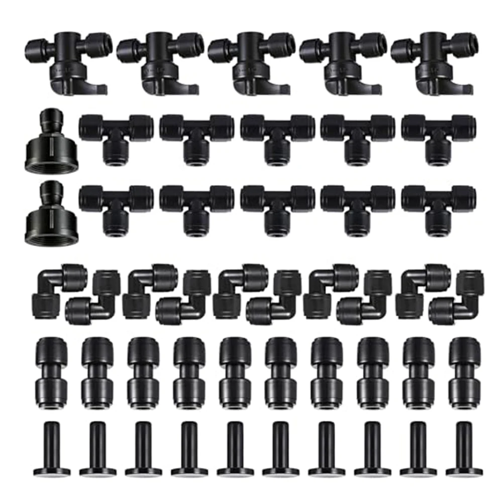 Drip Irrigation 47-Piece Kit for 14-Inch Tubing Provides Compatibility Multiple System Brands and Installation Scenarios