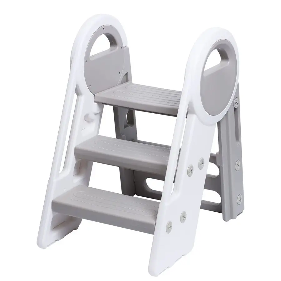 

Ladder 3 Step Folding Toddler Step Stool for Kids Three Step Standing Tower for Kitchen Counter,Adjustable 3 Step Stools with Ha