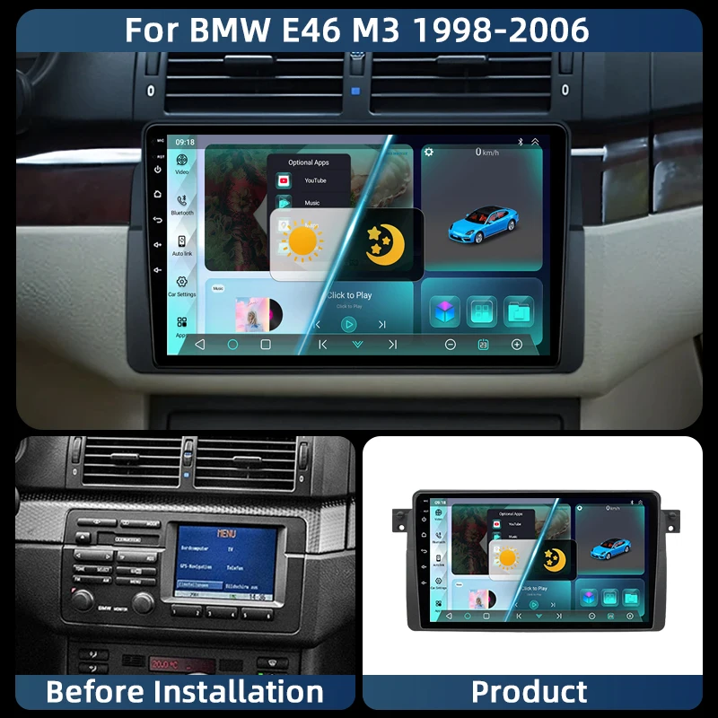 

Android 13 9'' Wireless Carplay Car Radio Stereo Multimedia Player for BMW E46 M3 318 320 325 330 335 1998-2006 Car Player