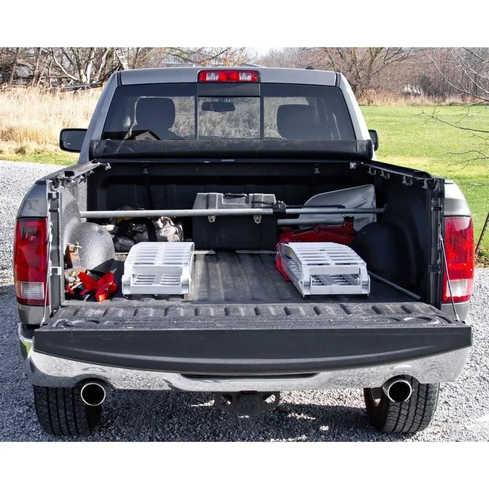 7' 5" ATV ローディング ランプ 高耐久アルミニウム折りたたみ鋸歯状横木表面 3,000 ポンド ピックアップトラックの荷台とトレーラーの積載量