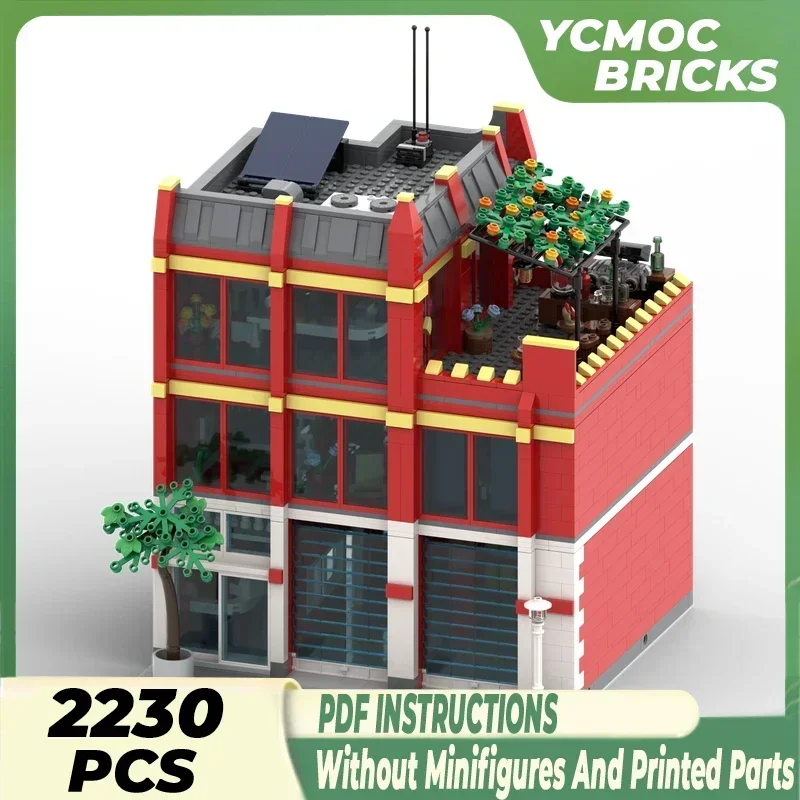 Street View Model Moc Building Bricks City style Fire Station Technology Modular Blocks Gifts Christmas Toys DIY Sets Assembly