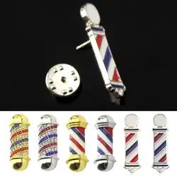 Fashion Barber Shop Pole 3D Barber Brooch Badge Hip Hop Barber Hairdresser Gothic Brooches Pines