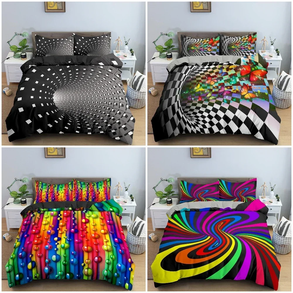 3D Print Colorful Pattern Comfortable Duvet Quilt Cover Pillowcase Bedding Set Children Bedroom Decoration Home Textile