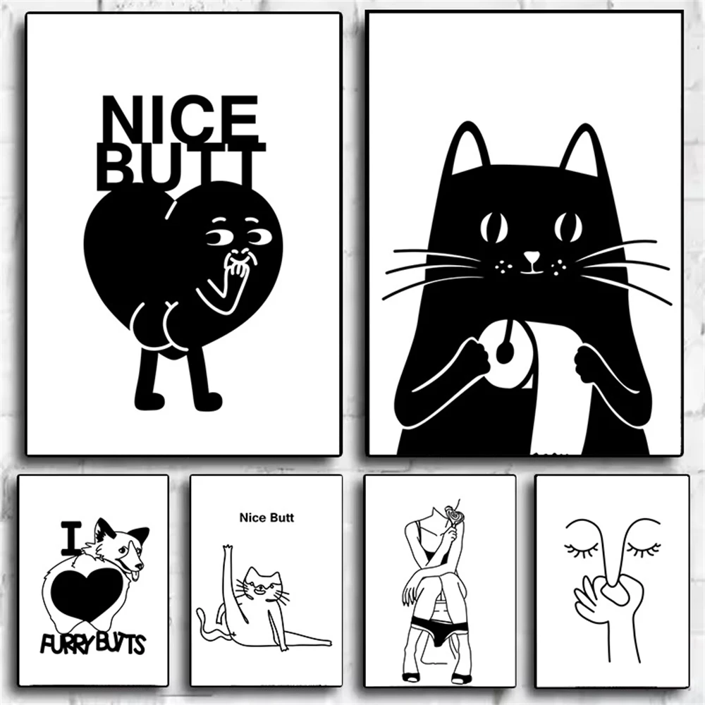 

Funny Bathroom Bad Smell Toilet Poster Club Bar Dog Cat Paper Vintage Canvas Wall Art Painting Print Picture Bedroom Room Decor