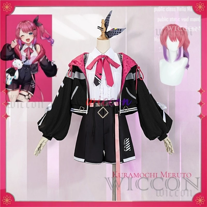 

VTuber Kuramochi Meruto Cosplay Costume Wig Women Cute Dress Skirt Coat Uniform Accessories Halloween Carnival Party Outfits