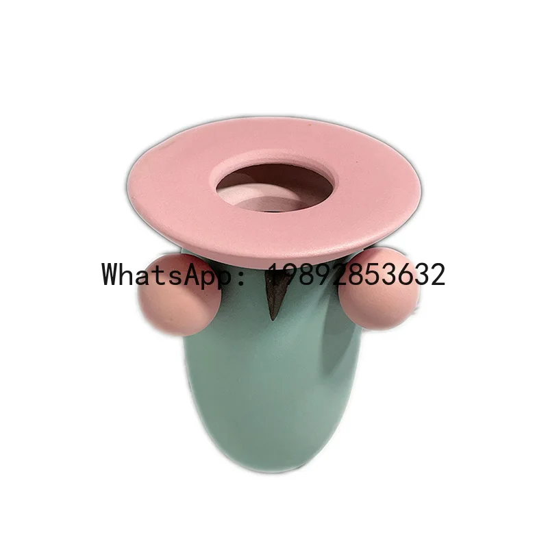 Ceramic Vase Cartoon Geometric Ball Colored Ceramic Crafts Floral Arrangement Accessories Hand-made Flower Vase Home Decor