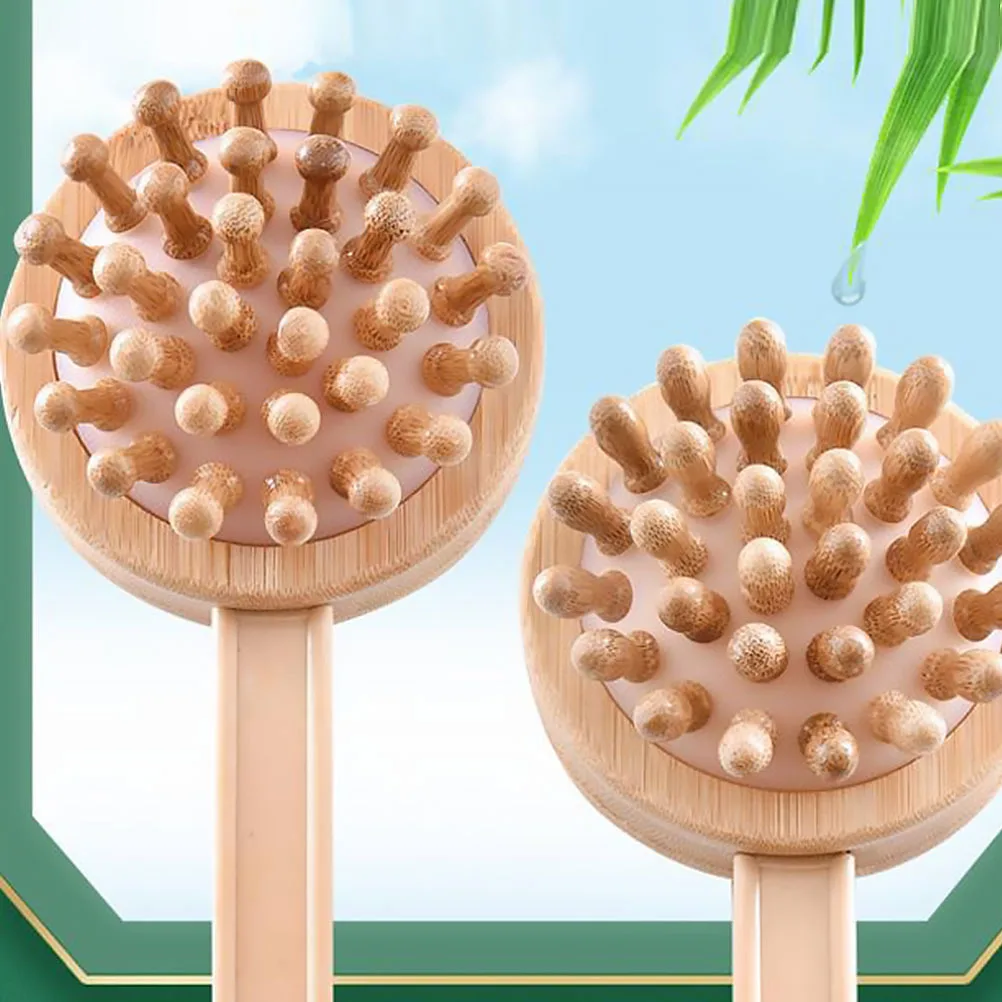 

1pc Bamboo Massager Bar Stick Double-Sided Non-Slip Handle For Neck Shoulder Back Therapy Hammer Stress Relief Fitness Massage