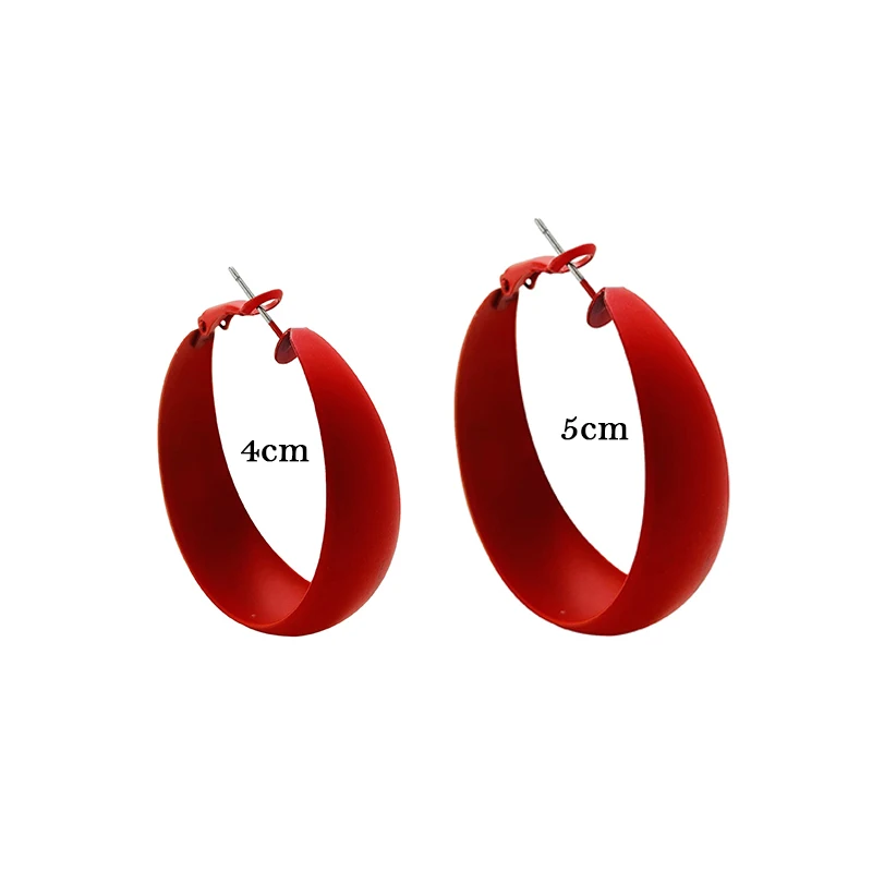 1 Pair Vintage Candy Color Hoop Earrings Women Metal Punk Big Circle Loop Earrings Large Pendant Ear Accessory Party Jewelry