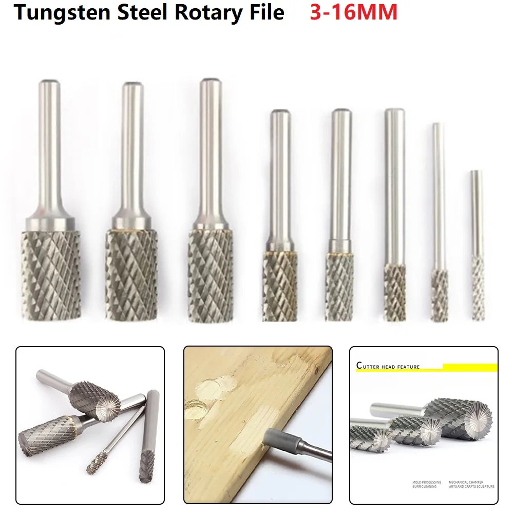 File Burr Bit Tool Cutter Double Cut Grinding Tool Metal Grinding Parts Replacement Rotary Tungsten Carbide 1pcs