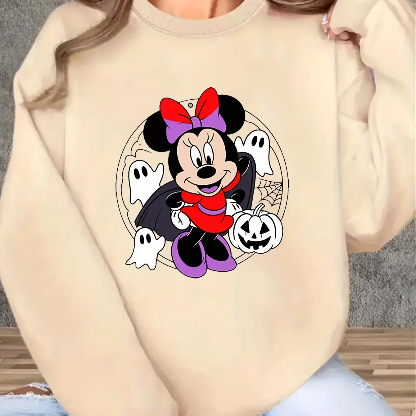 

Пуловер с Микки Маусом Диснея, модный свитер унисекс с круглым вырезом, осенне-зимний флисовый повседневный уличный свитер