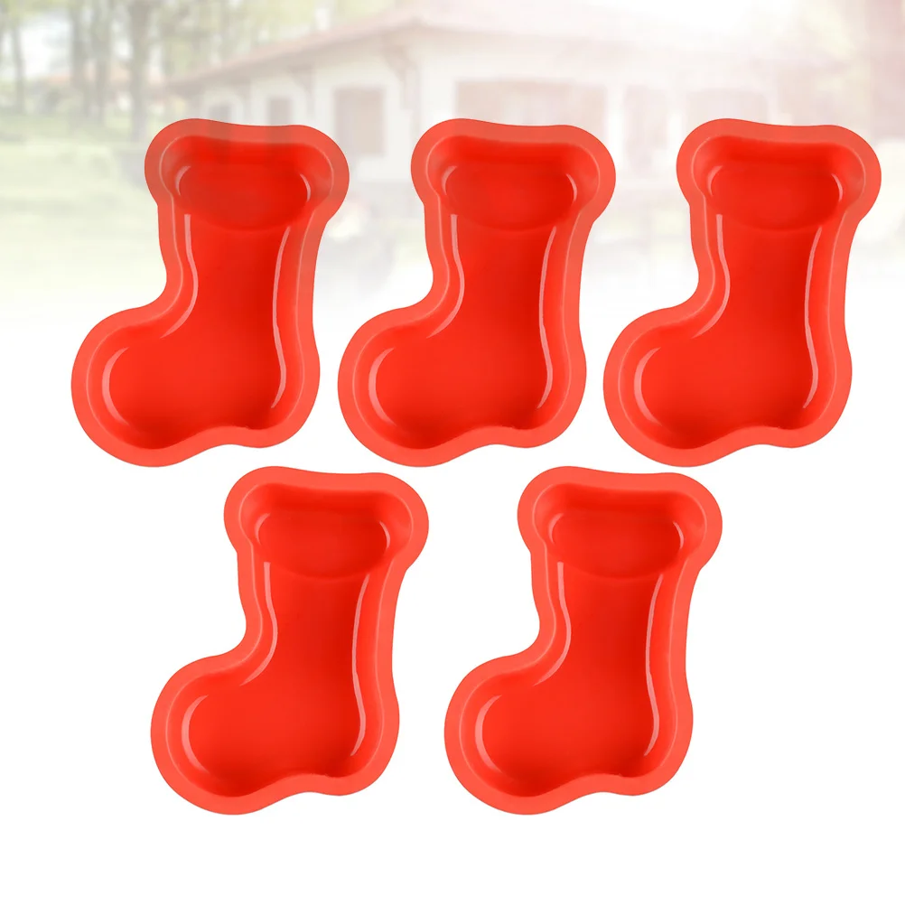 

5Pcs Christmas Silicone Socks Mold Creative Nonstick Cake Candy Jelly Chocolate Mold DIY Soap Baking Tool for Home Shop
