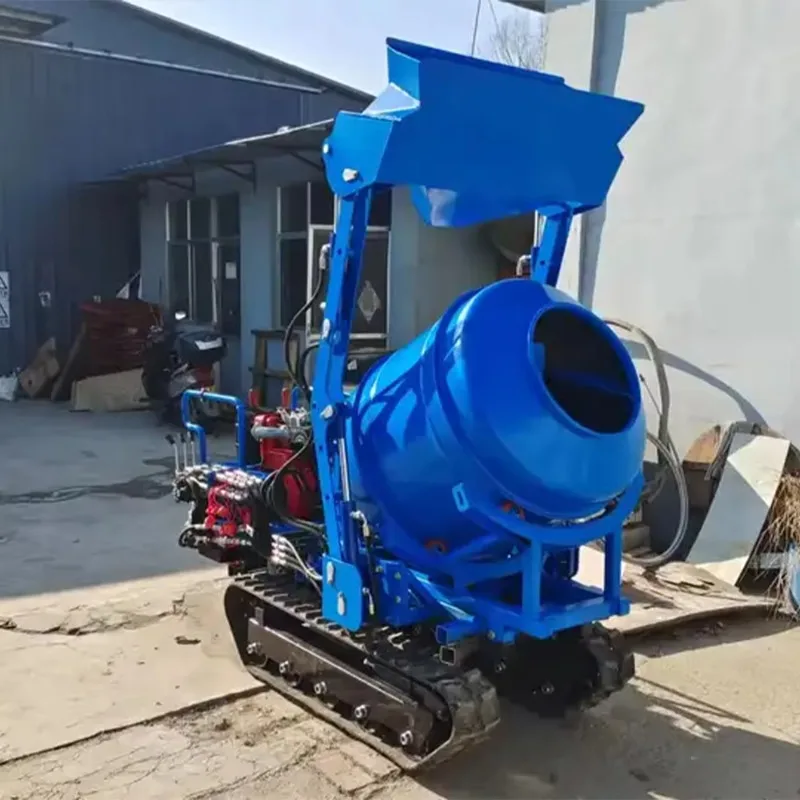 China Factory Good Quality Small/mini Crawler/tracked Hydraulic Concrete Mixer with Loader/hopper for Sale
