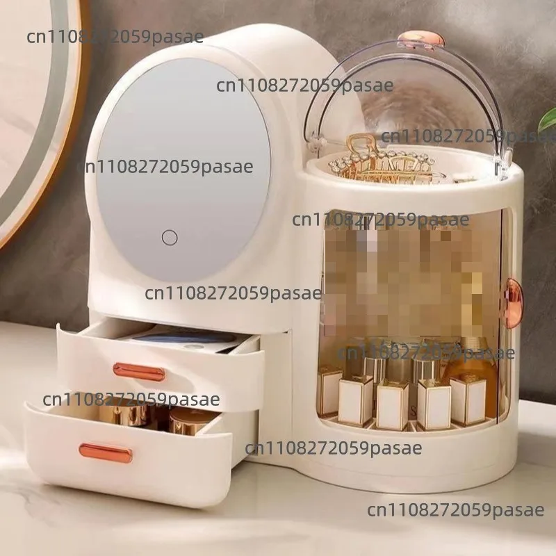 Large-Capacity Cosmetic Storage Box with Mirror, Storage Rack for Desktop Vanity