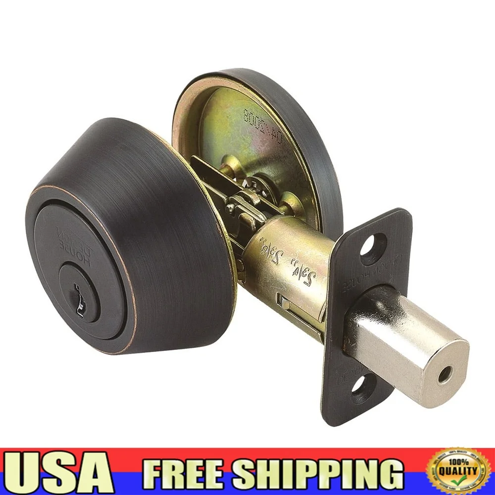 

Pro Deadbolt 2-Way Single Cylinder Lockset Oil Rubbed Bronze Adjustable Left Right Hand Doors Security Hardware