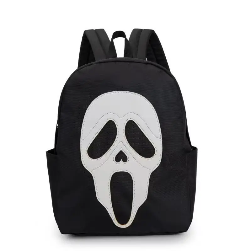أطفال هالوين الاشياء الأطفال حقيبة الموضة أبيض وأسود حقيبة مدرسية شبح طباعة بوتيك المراهقين في الهواء الطلق على ظهره #2