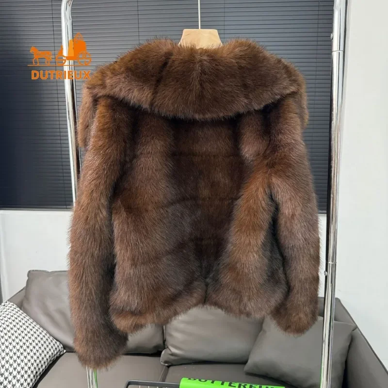 2024 Winter New Fur Coat Women Lapel Loose Version Luxury Genuine Leather Fur Coat Elegant Temperament Short Warm Jacket Party