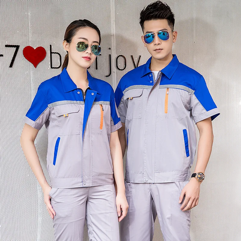 Summer Work Clothes Men Women Working Coveralls Reflective Thin Breathable Factory Workshop Uniforms Car Repair Workwear Suit