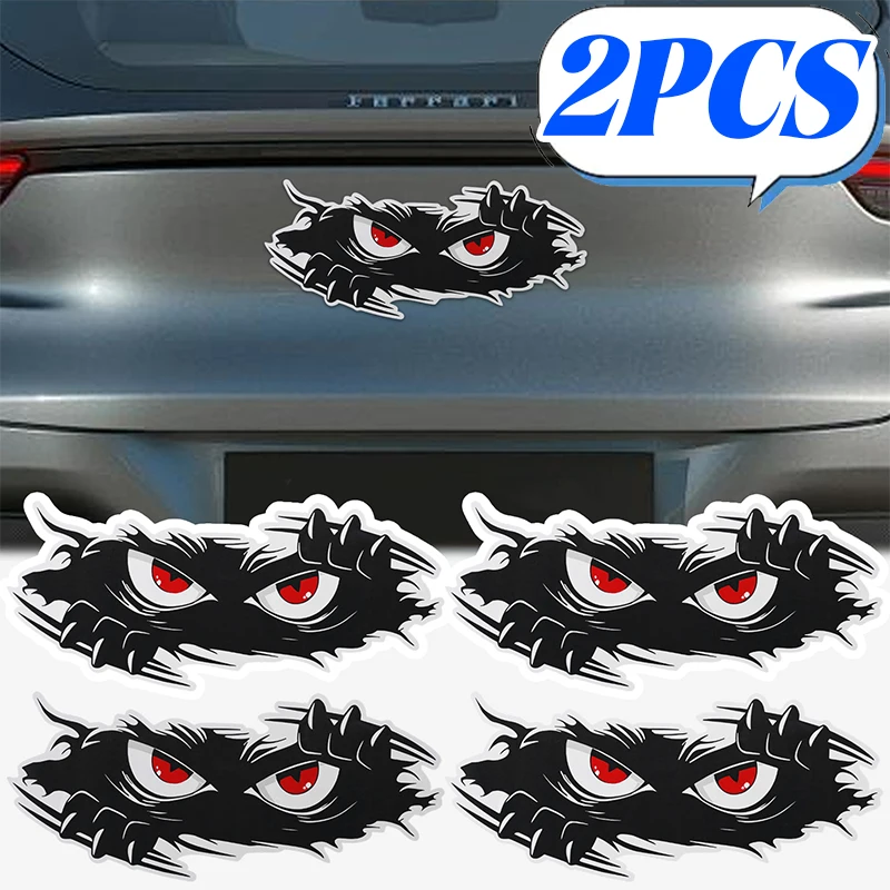 

Автомобильная наклейка Angry Red Eyes Peeking Monster, забавная водостойкая виниловая наклейка для кузова автомобиля, бампера, окна, капота, автостайлинг, аксессуары