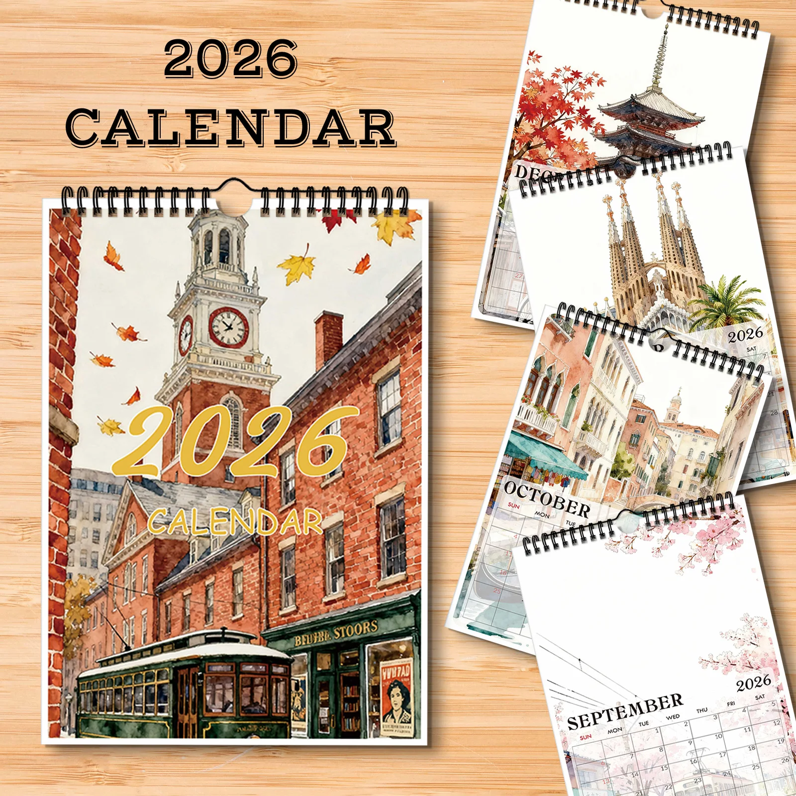 

1PC 2026 Architectural Art Wall Calendar, Stunning Building-Art Lovers, Ideal for Home & Office Decoration, Funny Wall Calendar