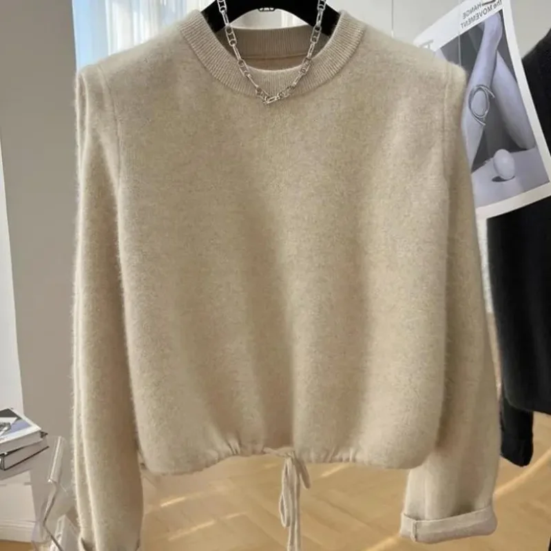 

Designed Short Sweater for Women 2025 Autumn and Winter New Pullover Loose Lazy Style Knitted Top