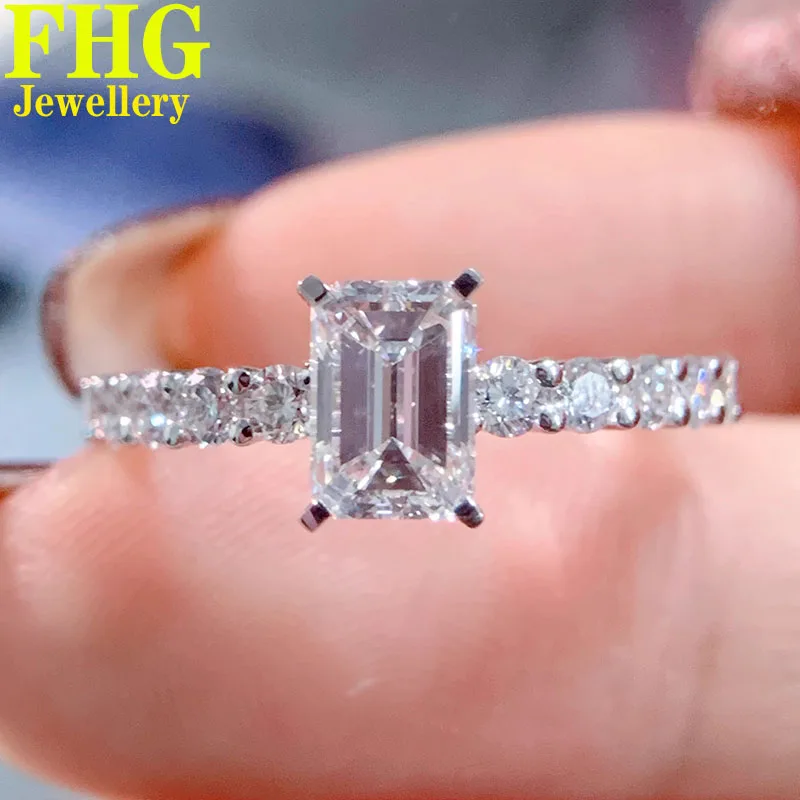 

6 7 8 9 10 Carat Au585 14K White Gold Ring luxurious Emerald shape moissanite Diamonds Wedding Engagement Anniversary Gift Ring