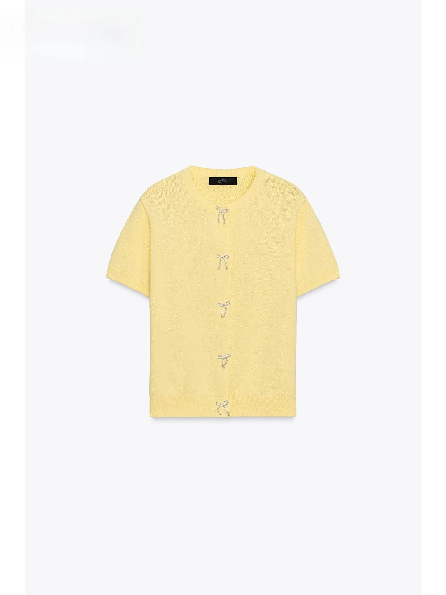 

ZAPRHA, лето 2022, женский легкий вязаный джемпер с узлом из искусственного жемчуга, прямой кардиган