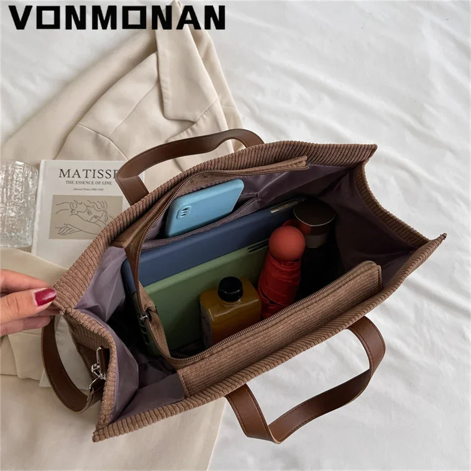 Frauen Vintage Cord Handtasche Geldbörsen Luxus Designer Schulter Crossbody Messenger Tragetaschen Große Kapazität Branded Shopper Neue