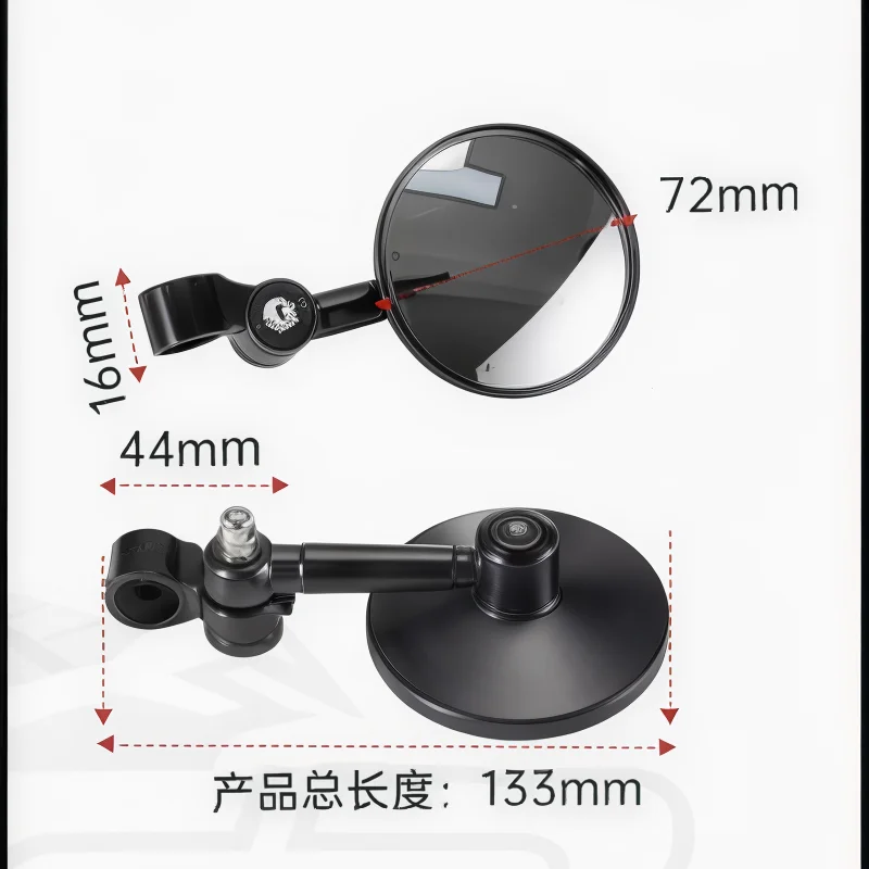 Motorbike Scooter Rearview Handle Bar Mirrors Universal Round Handlebar Mirror