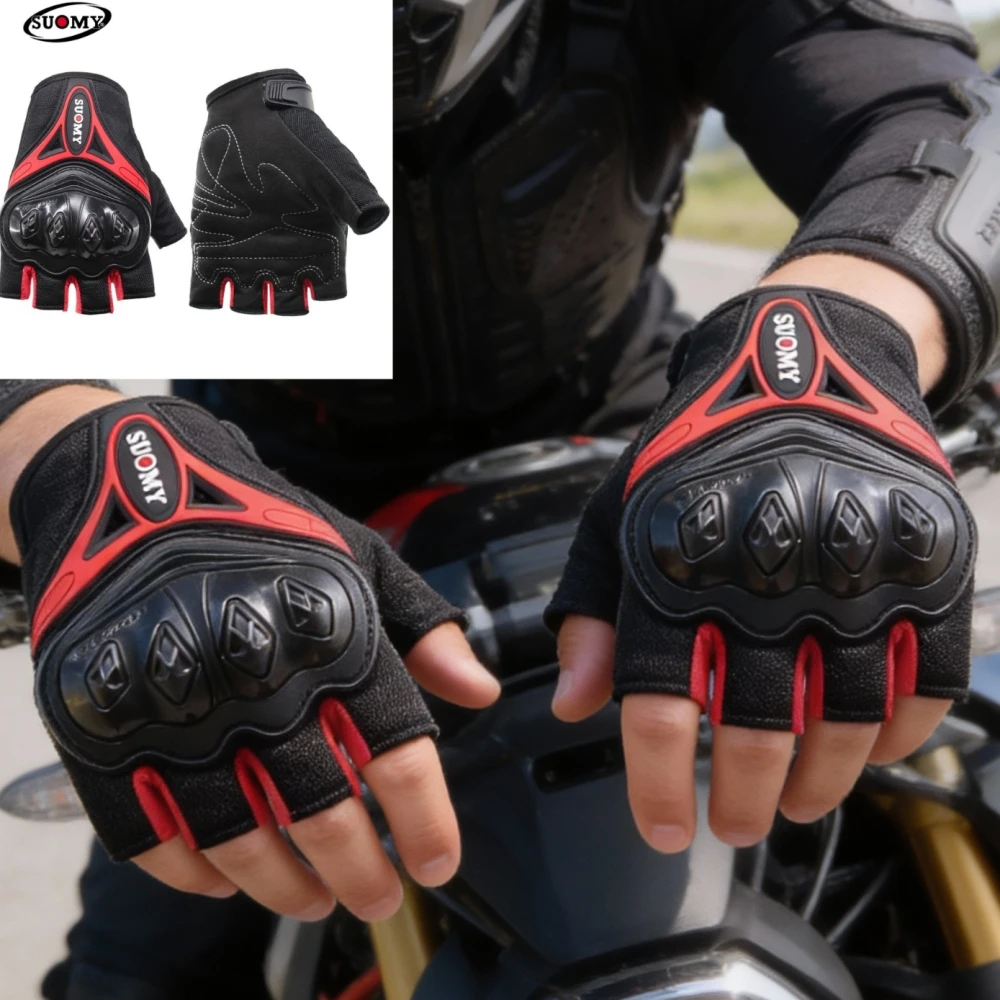 

Летние мотоциклетные перчатки с полупальцами — мужские перчатки для верховой езды с дышащей сеткой и противоскользящим сенсорным экраном для рук для гонок на мотокроссе
