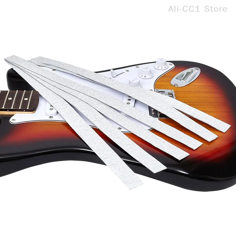 1Set Guitars Neck Fret Beam Leveling Bars Luthier Tools With 6pcs Sandpaper Silver Aluminum Musical Instruments Accessories