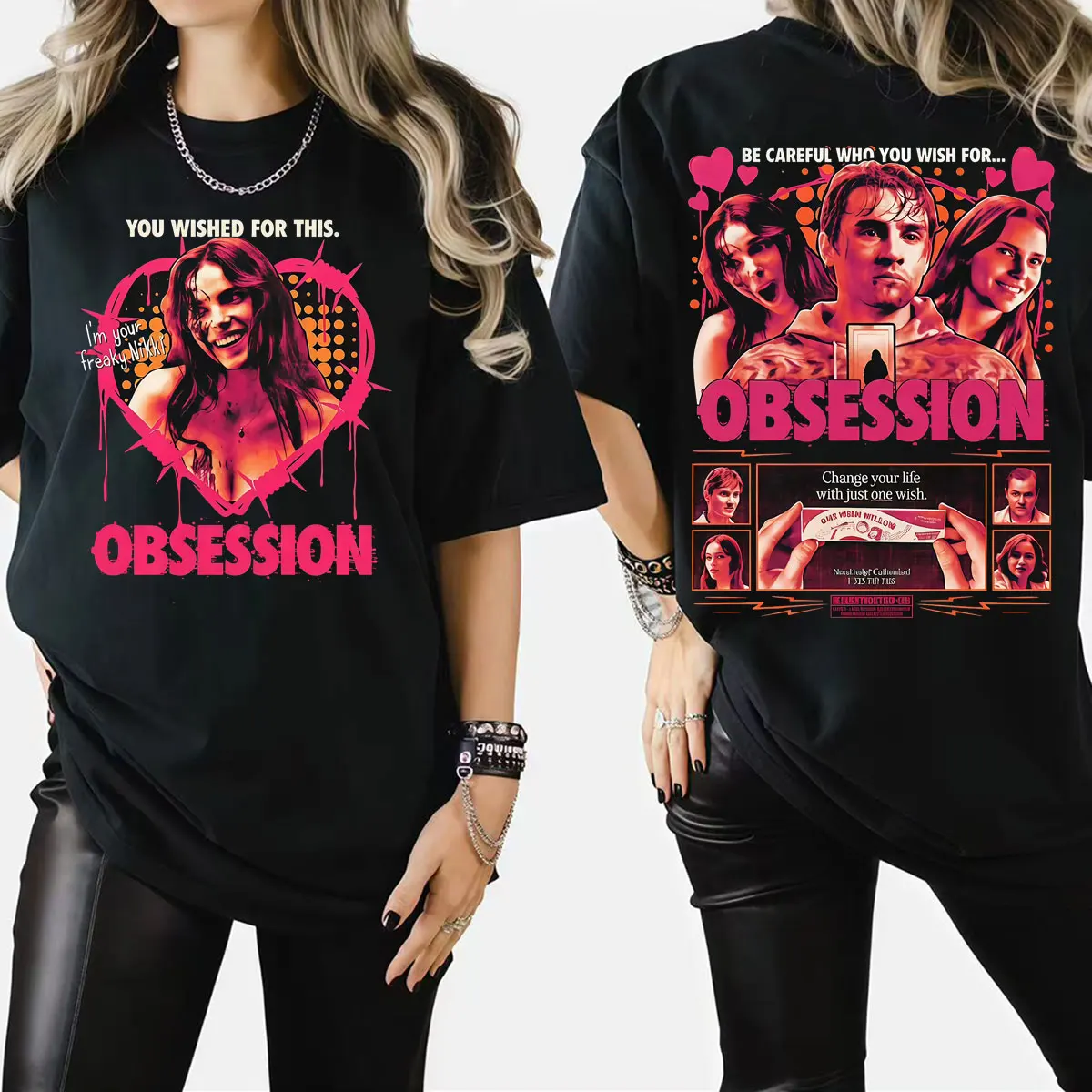T-shirt One Wish Willow Obsession Horror Pink Punk 2026 Film Mode Gothique Rétro pour Hommes et Femmes, Hauts d'été en Coton