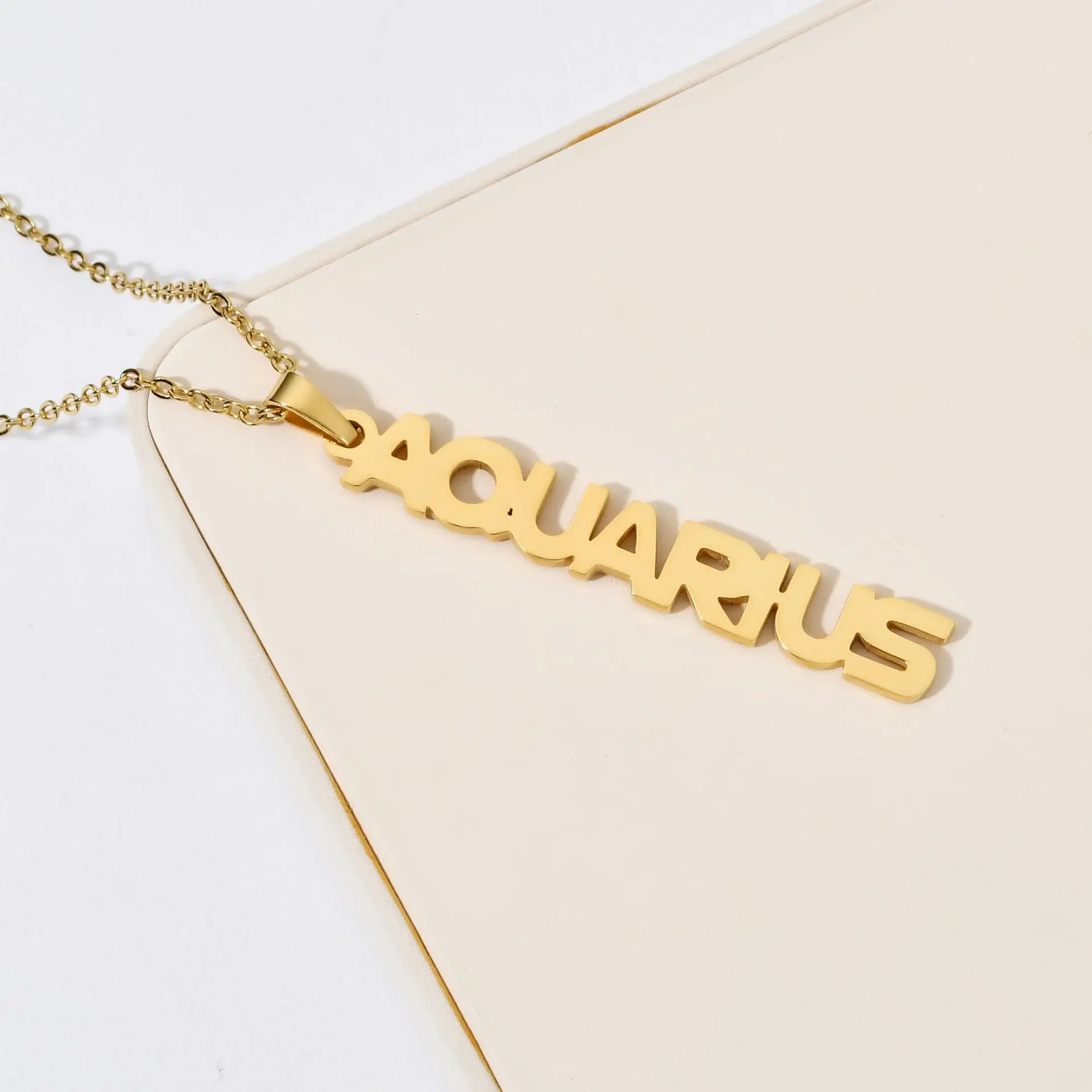 Zodiac Sign Leo Scorpio Pendant Necklace for Women/Men Gold Color Stainless Steel Round 12 Constellation Necklaces Dropshipping