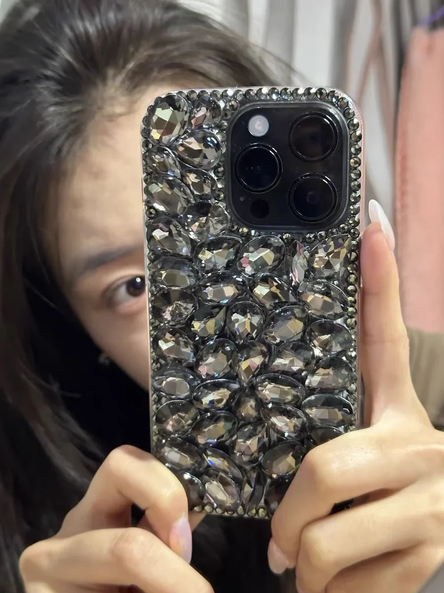 Luxo brilhante strass caso de telefone para iphone 11 12 13 15 16 pro max macio pára-choques protetor em 14 7 8 mais glitter diamante capa