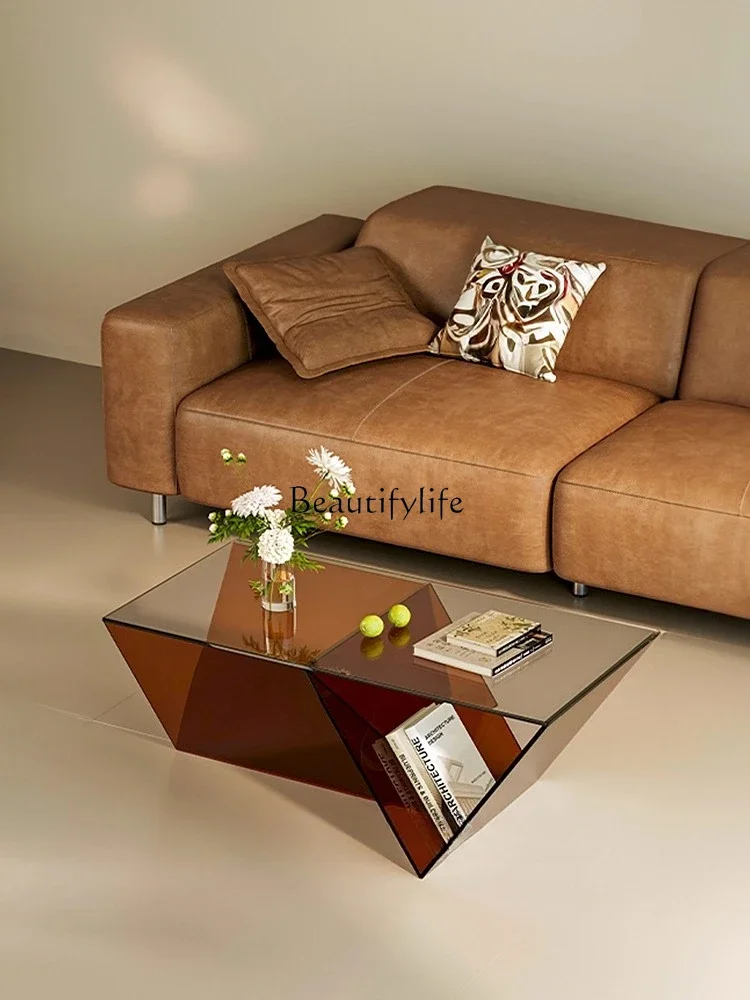 

FG26*Italian minimalist coffee table light luxury living room modern small table glass