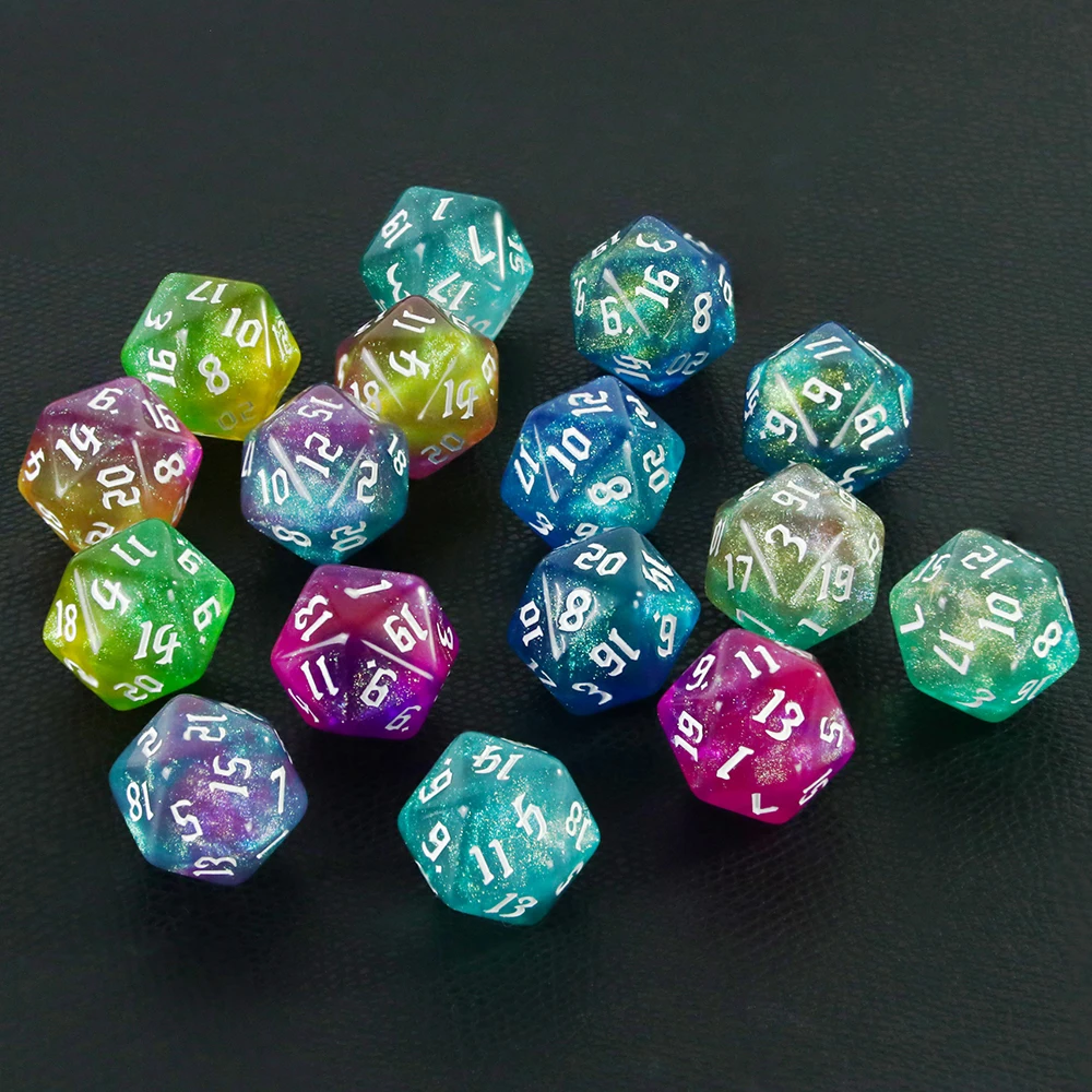 20 sided Glitter Dice Set 10pcs D20 mixed color Polyhedral Dice for Role-playing Board Game RPG D&D