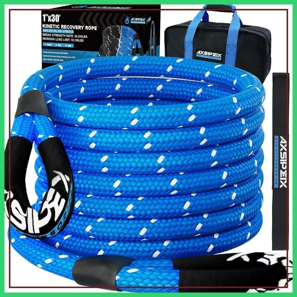 

Kinetic Recovery Rope 1in x 30ft 48,500Lbs Heavy Duty Tow Strap for Off-Road SUV Truck Jeep ATV UTV
