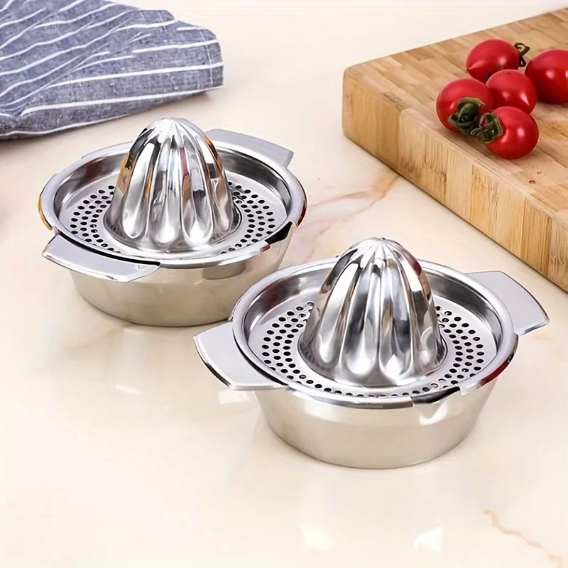 1pc Portable Stainless Steel Manual Citrus Juicer -with Strainer for Orange, Lemon & Fruit Juice, Durable & Easy - Clean