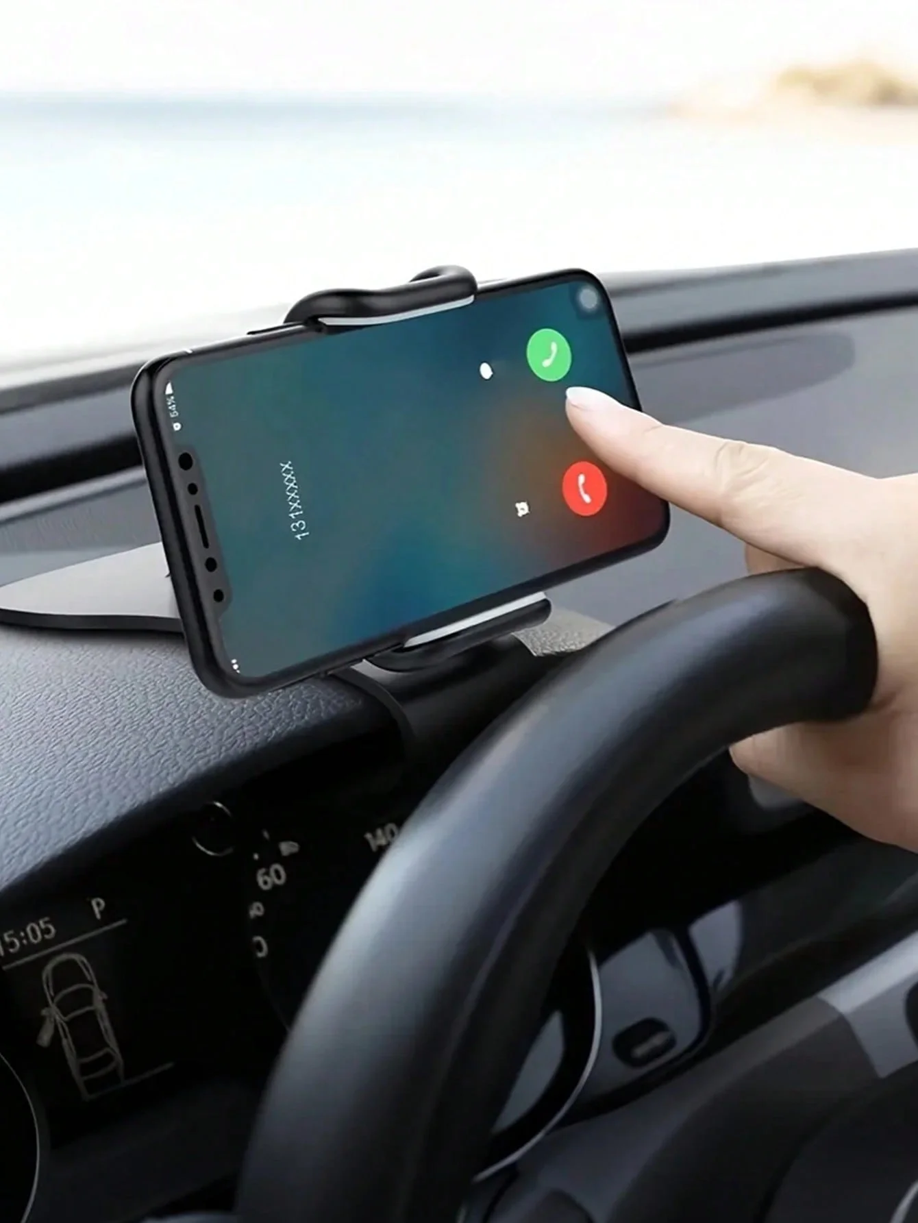 

360 ° Вращающееся автомобильное крепление для телефона, универсальный зажимной держатель (приборная панель/вентиляция переменного тока), регулируемая ручка, управление одной рукой, подходит для всех Smartph