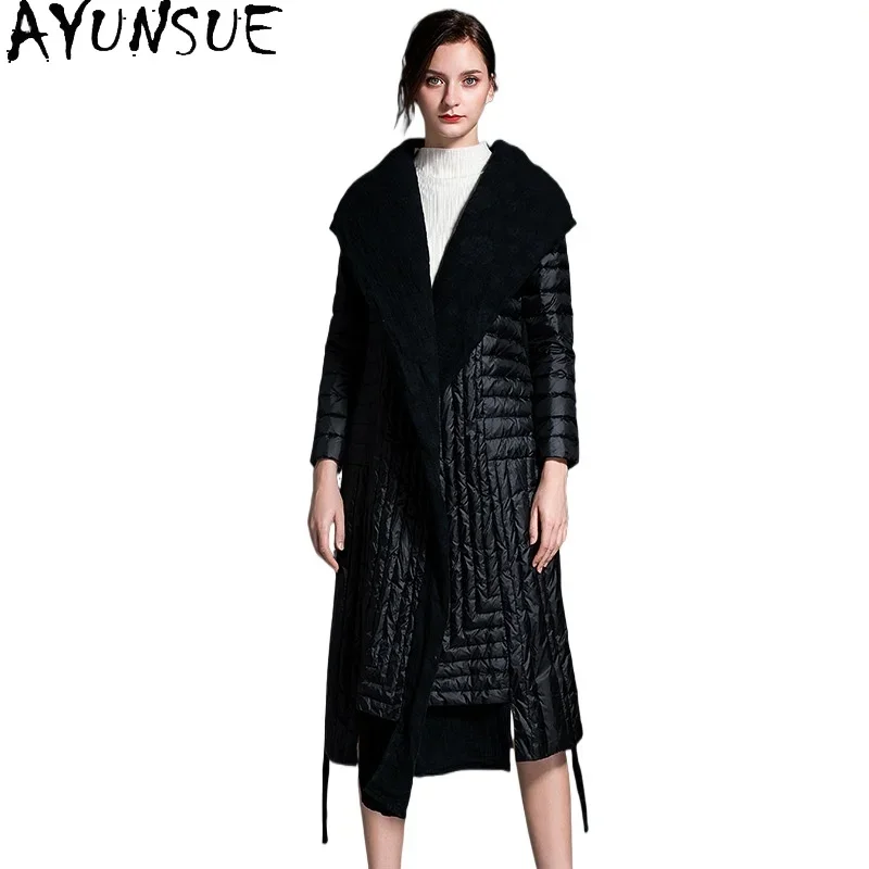 AYUNSUE-Chaqueta acolchada de plumón de pato blanco para mujer, abrigos largos de lujo, recién llegados, ropa cálida de invierno, Fit Пухо jalonnки 2024