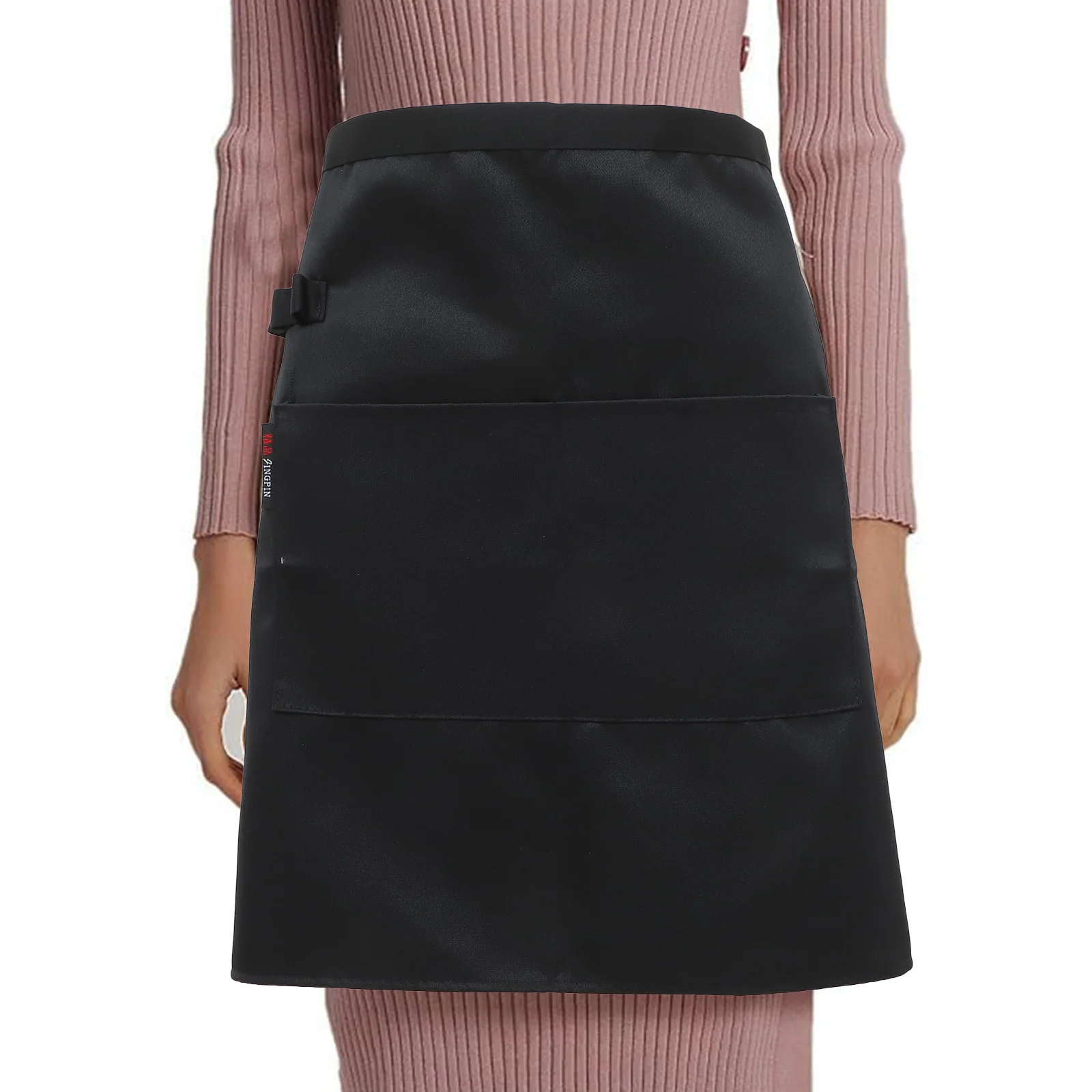 

Premium Waist Apron For Women Server Reusable Kitchen Canteen Restaurant Workwear With Pocket Half Aprons Waitress Staff Use